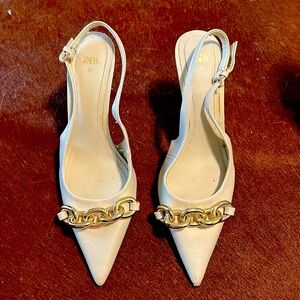 Zara - off white with gold hardware heels